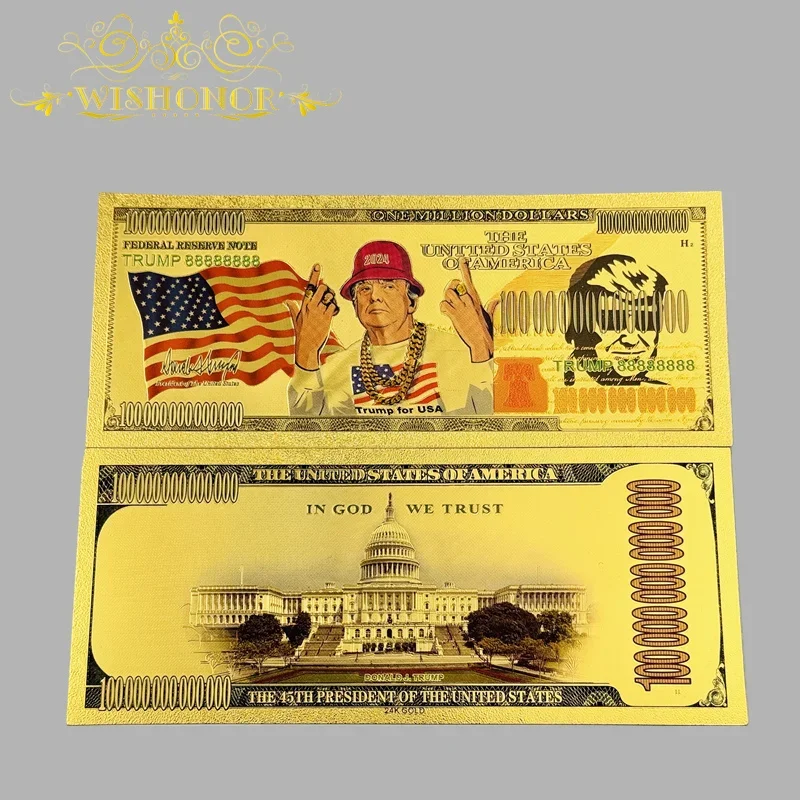 

Nice 10pcs/lot Nice 2024 America Trump Banknote in 24K Gold Plated For Collection