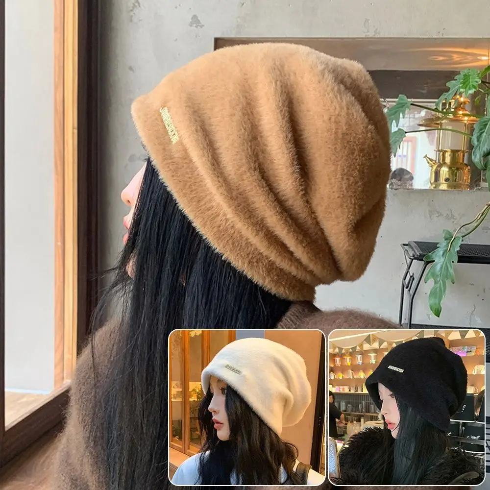 

Ear Protection Winter Hat Casual Solid Color Warm Plush Hat Bucket Hat Winter