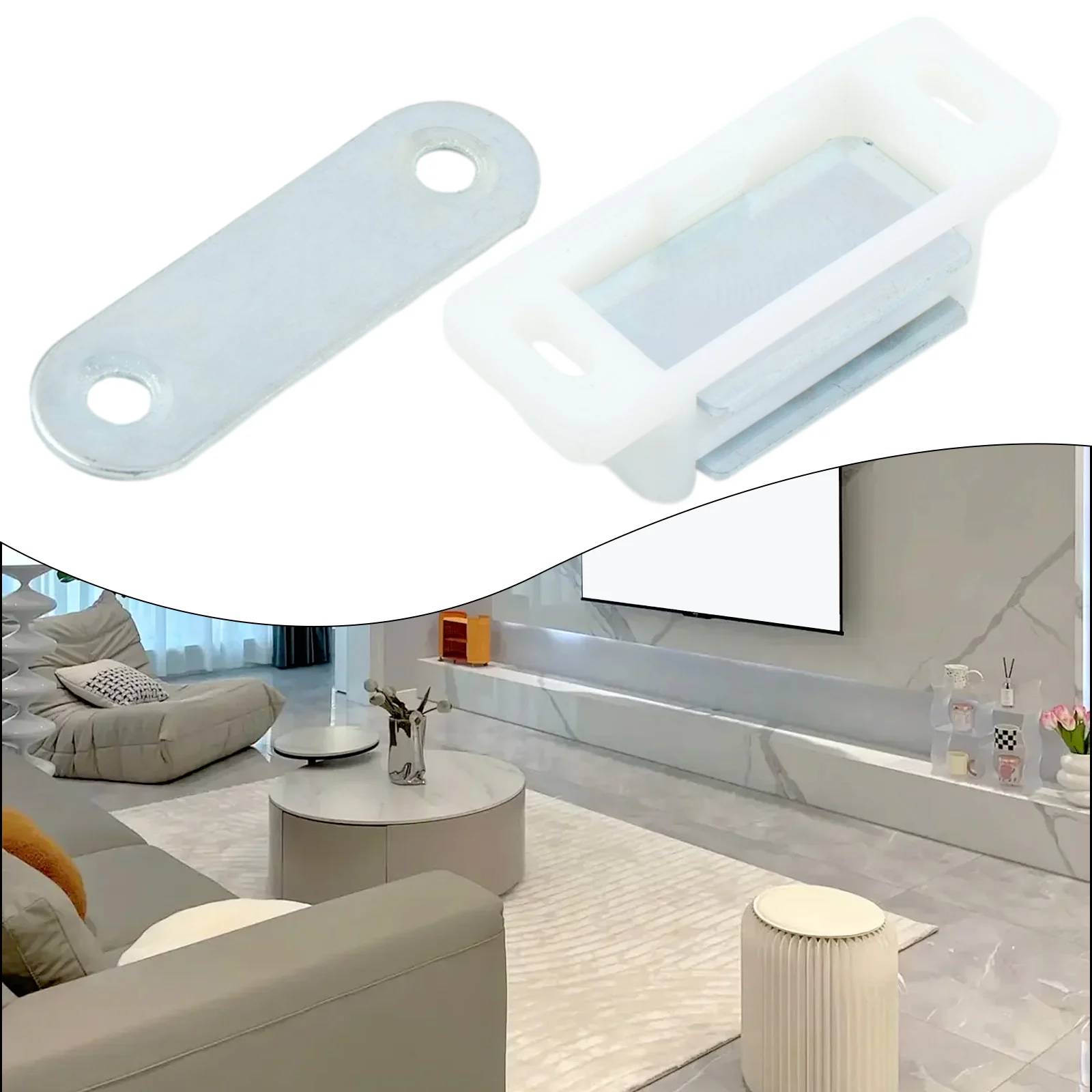 Description Picture 5 of itemStainless Steel Kitchen Cabinet Door Magnet Latch Catches Stand Cupboard Cabinet Wardrobe Furniture Door Drawer Magnetic Latch