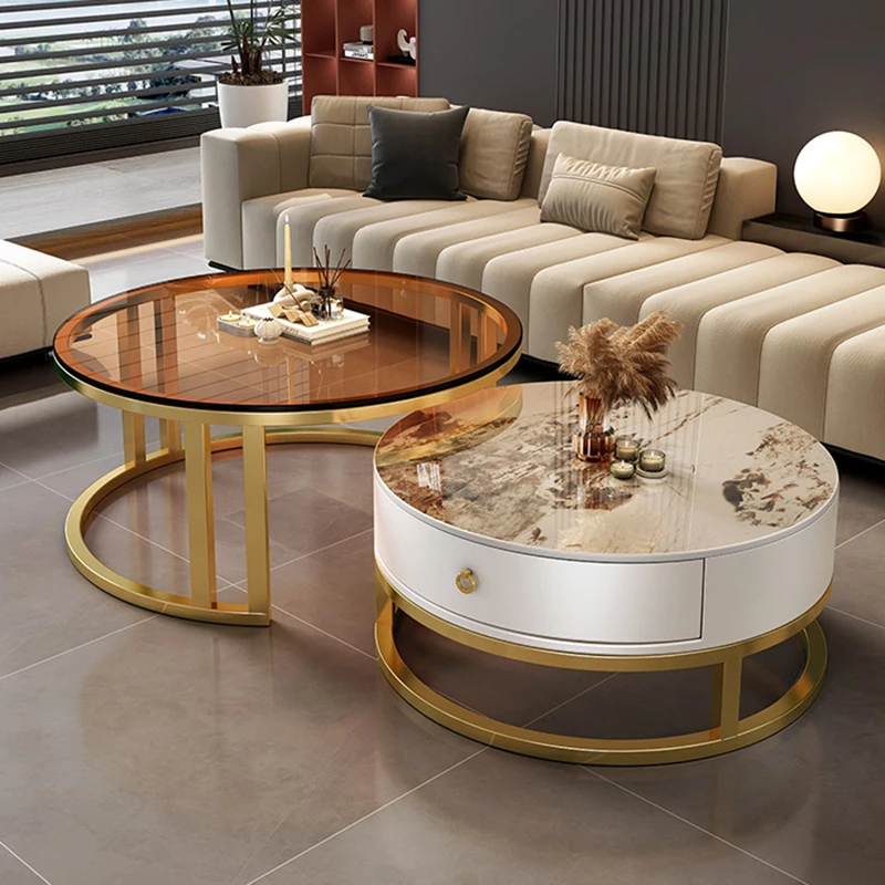 

Design Round Coffee Table Small Corner Funky Modern Coffee Tables Mobile Gold Elegant Neat Mesa Centro Salon Home Furnitures