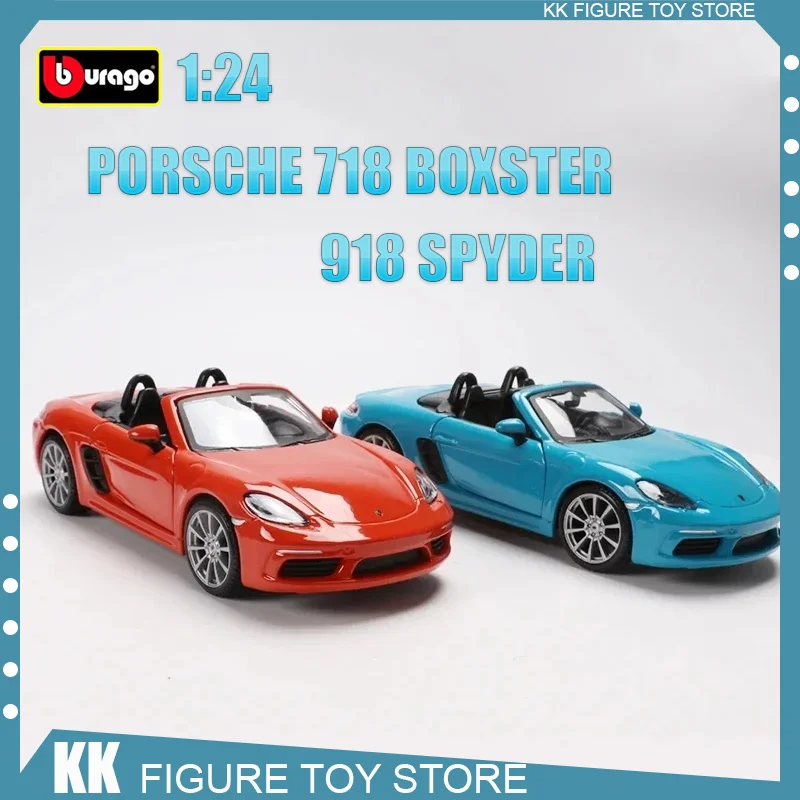 

Модель автомобиля Bburago в масштабе 1:24 Porsche 718 Boxster 918 Spyder Sport Edition из сплава, роскошная модель автомобиля под давлением, новая энергичная Подарочная игрушка для детей