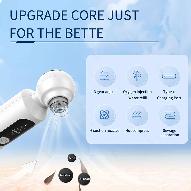 2025 New Blackhead Remover Pore Vacuum With Hot Compress Electric Facial Hydrating Cleaner Pimple Extractor Face Beauty Device