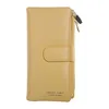 Women Long Wallet PU Leather Purse Female Three Folding Cell Phone Clutch Bag High Capacity Coin Purse Solid Color Card Holder 3