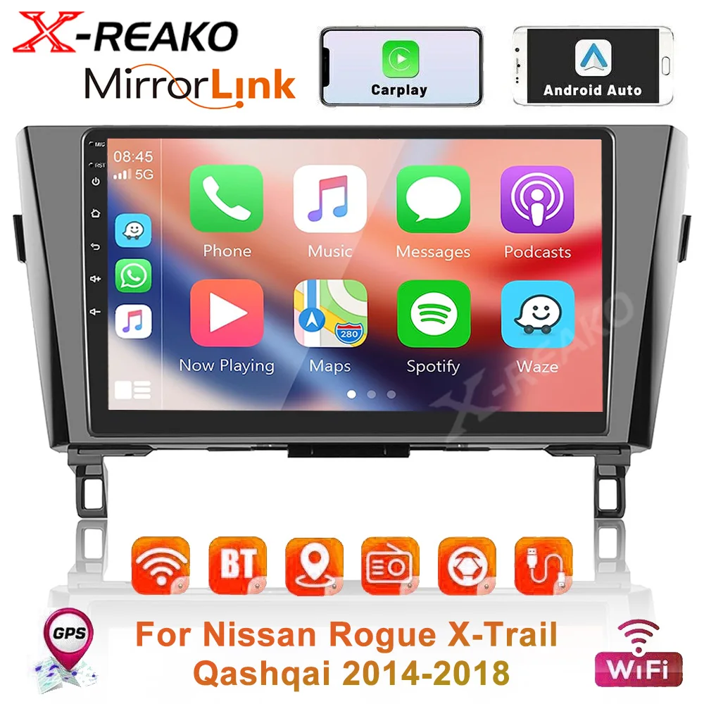 

Магнитола Android 12 для Nissan Rogue X-Trail 3 T32 2013 - 2017 Qashqai 2 J11, мультимедийный плеер Carplay, автостерео