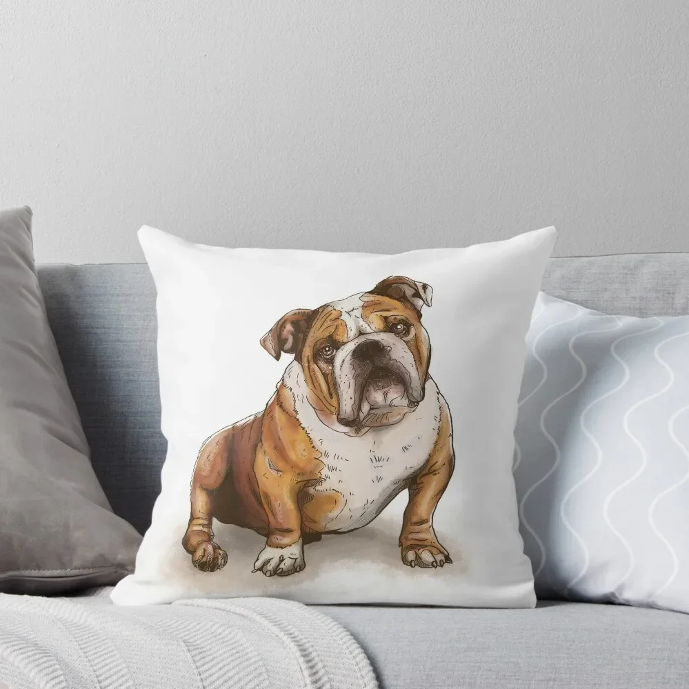 

English Bulldog Illustration Throw Pillow Pillow Covers Decorative ornamental pillows