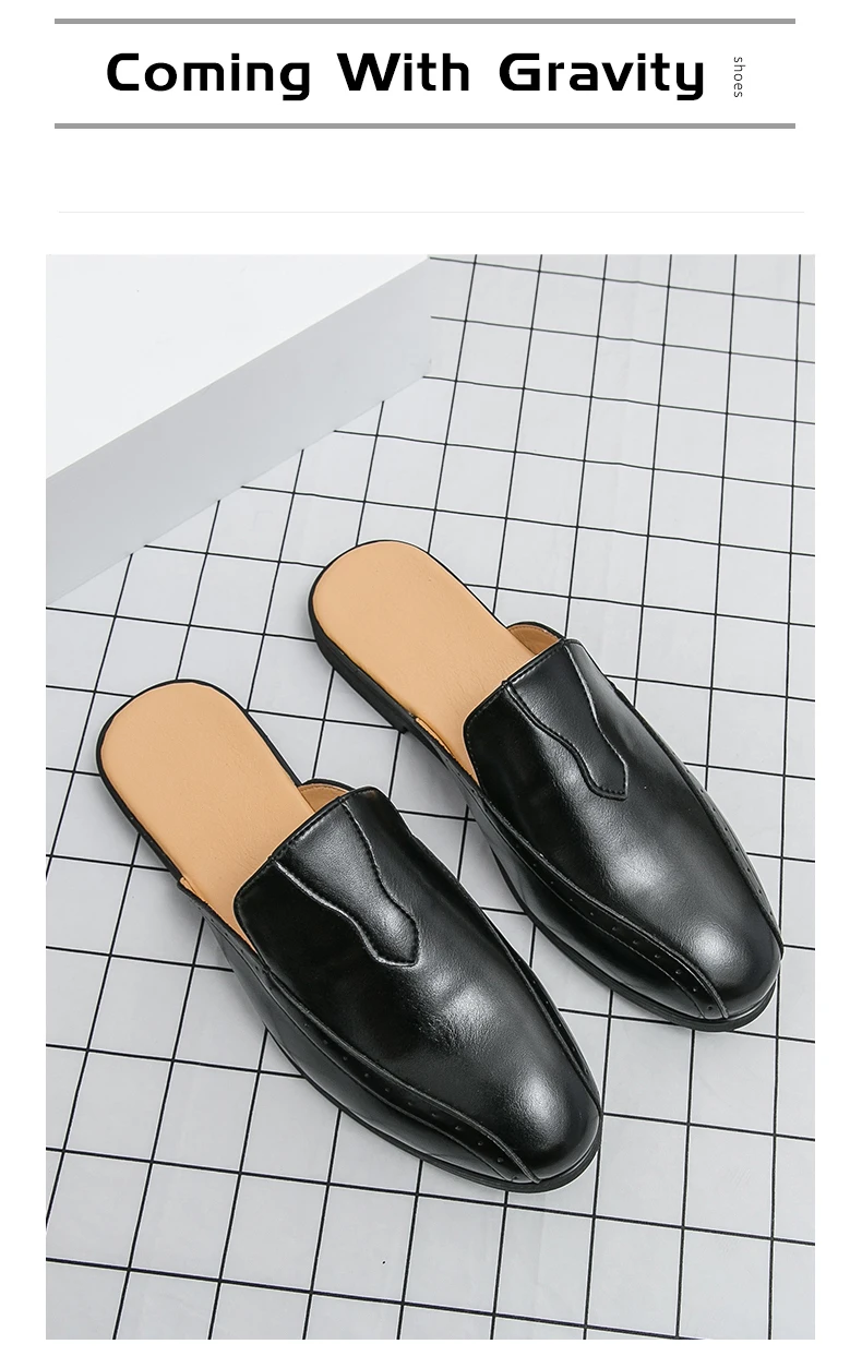 Luxus Marke Maultiere Italienische Sommer Sandalen Müßiggänger Halbe Schuhe Leder Loafer männer Schuhe Designer Männlichen Rutschen Hausschuhe für Männer – Detail 15