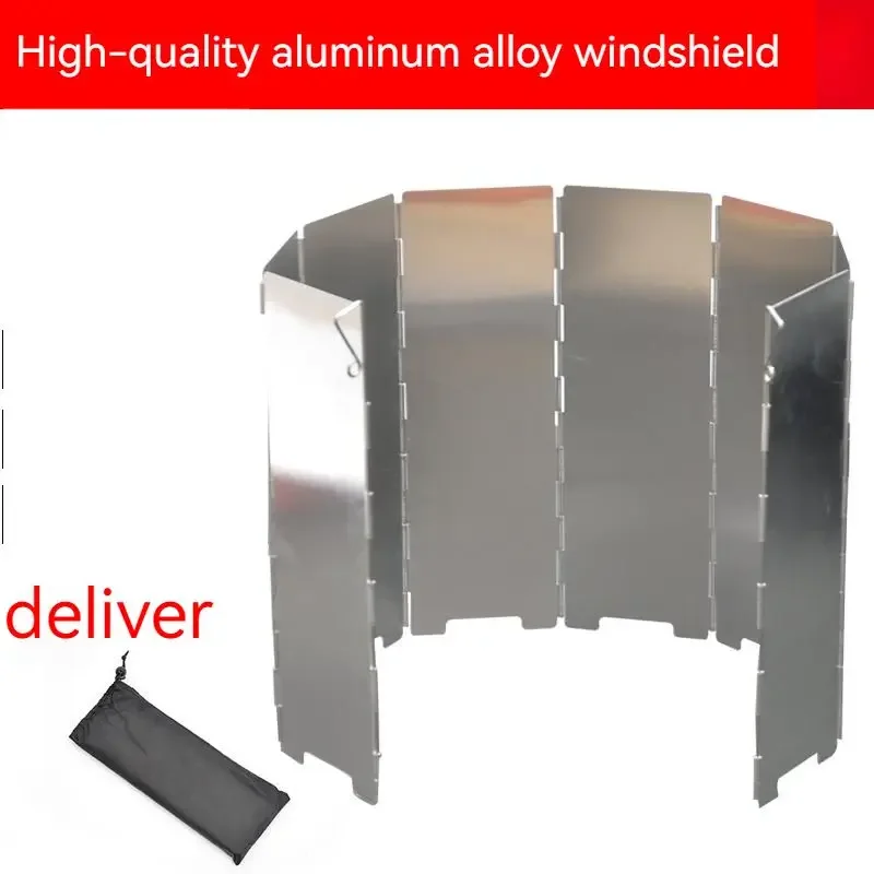 

8 Pcs Outdoor Stove Windshield Ultra-light Aluminum Alloy Foldable with Latch Cloth Bag Tent Hiking Camping Supplies Gadgets