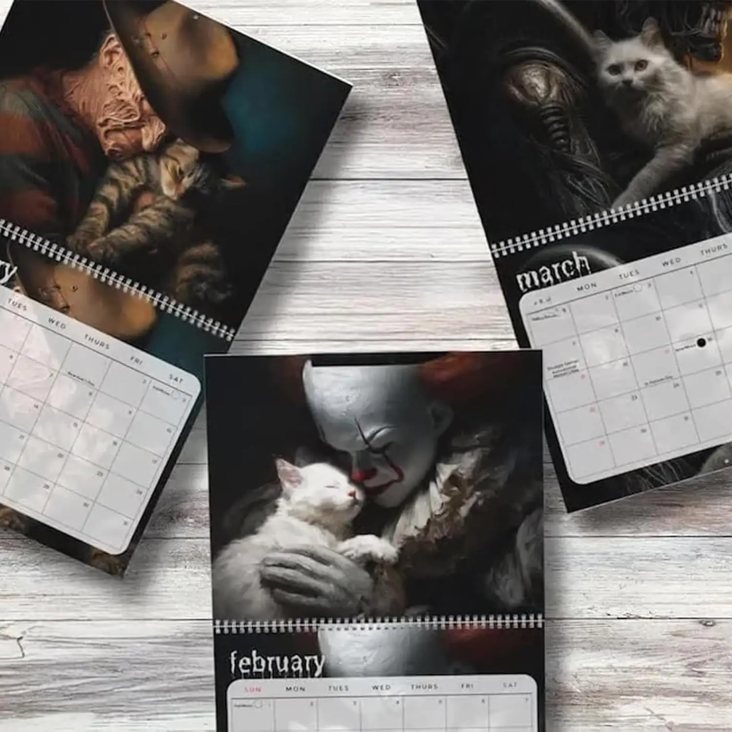 Annual Dark And Cute Pet Guide Terrifying Moments 2026 Calendar A Double Blow of Horror Atmosphere And Healing Cat Style