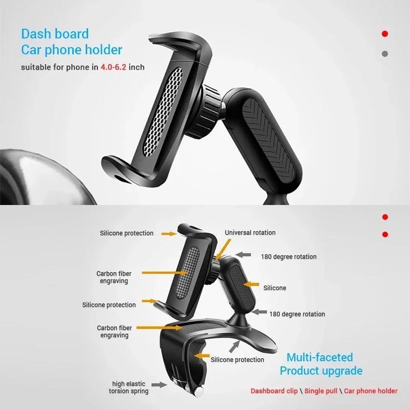 Car Mobile Phone Holder Easy Clip Mount Stand Panel Multi-Functional Universal Dashboard GPS Navigation Bracket Holder