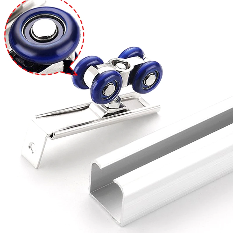 2pcs/set 4/8 Wheels Rail Track For Furniture Hardware Sliding Door Roller Hardware Slide Doors Pulley