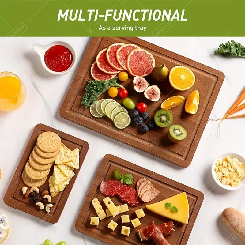 Premium Bamboo Cutting Board Set - 3 Piece Multipurpose Kitchen Chopping Boards for Meat, Vegetables, and Fruits