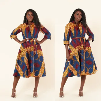 Yemi Button Down Flare Print Gown