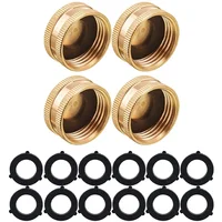 Garden Hose Female End Cap, Brass Spigot Cap with Extra 12 Washers, 3/4 Inch, 4-Pack 1