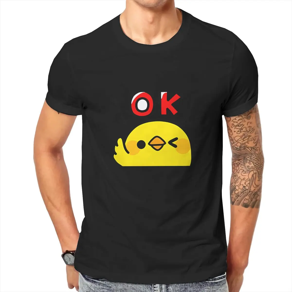 

Duck Emotion TShirt for Men OK Humor Leisure Tee T Shirt High Quality New Design Fluffy