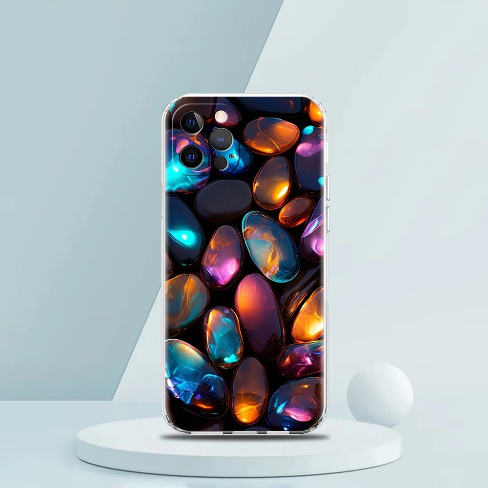 Elegant Transparent Stone-Patterned Phone Case - Soft Shell Cover