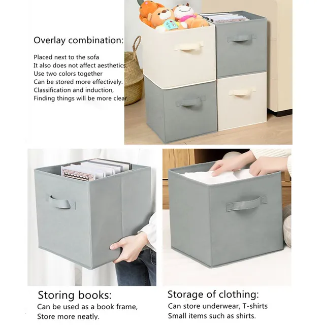 Cube Non Woven Fabric Storage Bin Collapsible Storage Box Home Supplies , Kid Toy Storage Organizer Cabinet drawer organization