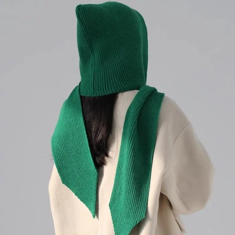 Women's Hat Scarf Set Women Bonnet Balaclava Korean Ins Beanies With Scarf Shawl Neck Warmer Coat Faux Collar Accessories. - 4