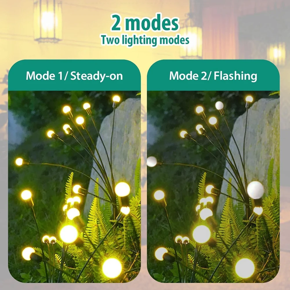 1pc 6/8/10LED Pack Solar Firefly Lights Upgraded Solar Garden Lights Outdoor Waterproof Swaying Landscape Outdoor