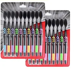 Eco-Friendly Soft Bristle Charcoal Bamboo Toothbrush Set - Pack of 10 (Black)