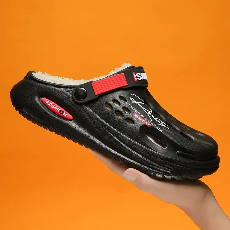 Cotton Slippers Warm Slippers Men Winter Indoor Bedroom EVA Fluff Slides Plush Clogs 38-45