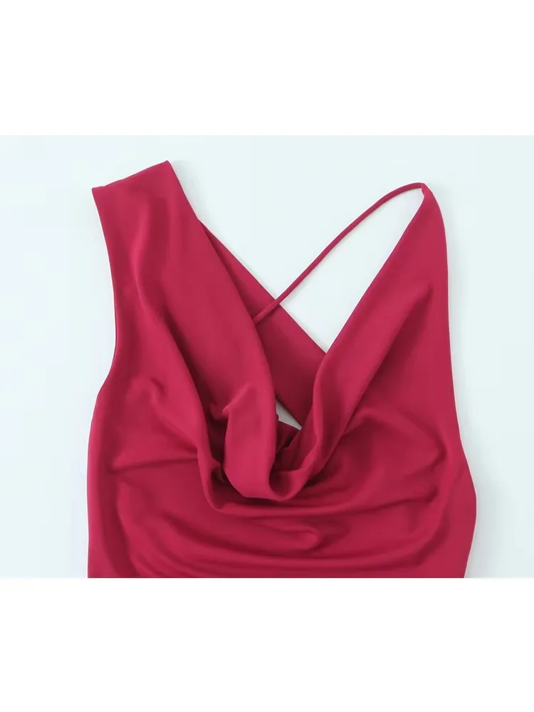 TFMLN Women Long Dress Sexy Strap Pure Color Streetwear Party Club Elegant Skinny Hollow Backless Strapless Sexy Dress