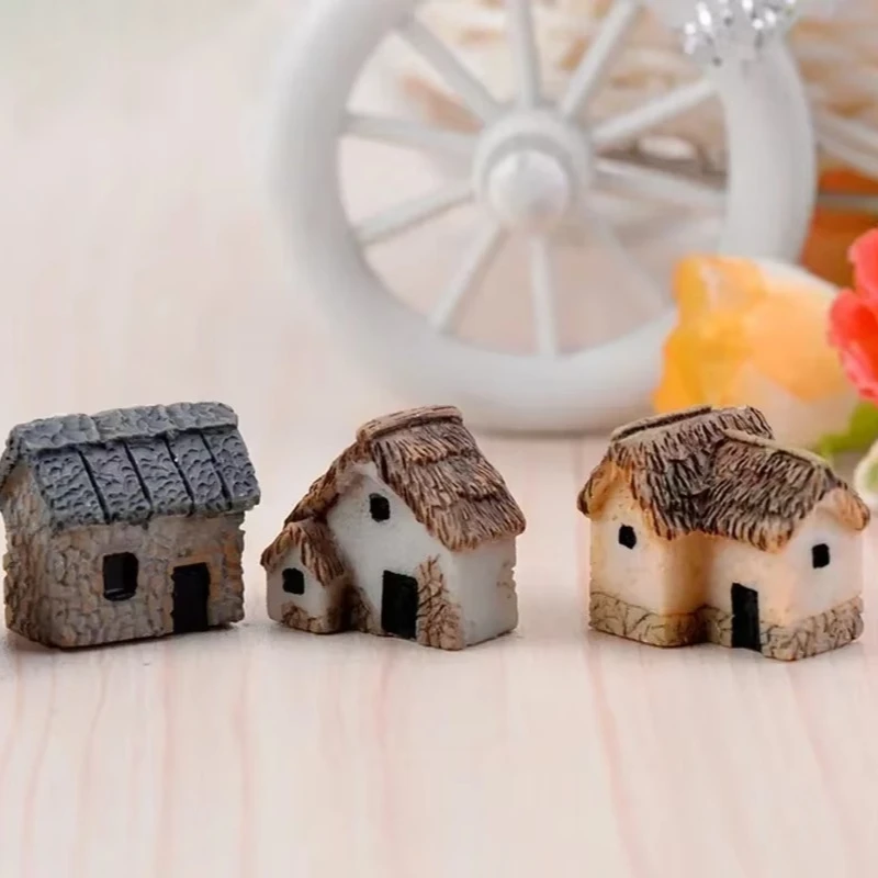 4Pcs House Miniature Figurine Fairy Garden Accessory Home Decoration Cartoon Animal Building Statue Resin Craft Doll Car 2025