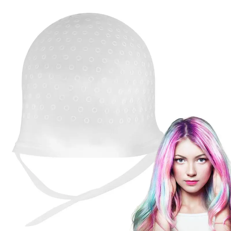

Hair Dye Hat Hair Dyeing Staining Frosting Cap Silicone Poked Hat Frosting Highlighting Cap Reusable Bleach Cap For Short Long