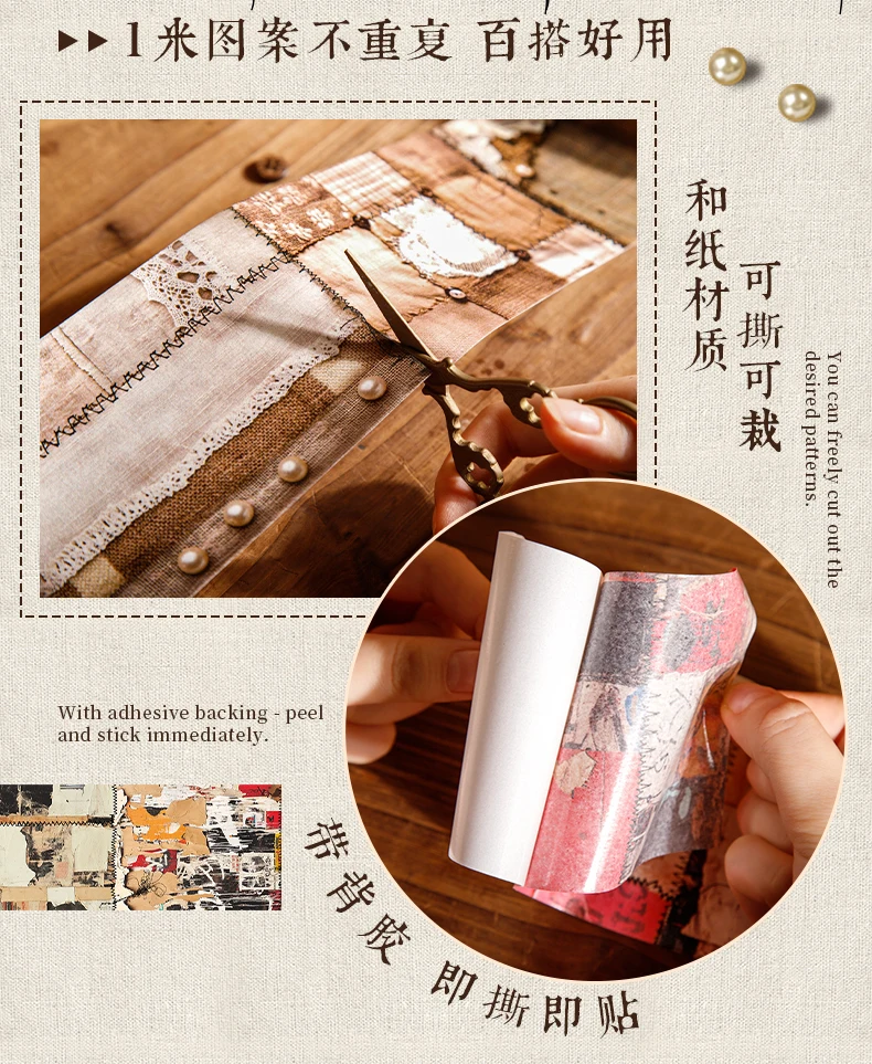 80mm*2m Zeit Schneider Shop Band Aufkleber Kreativität Scrapbooking Hand Konto Klebstoff handgemachte Diy Junk Journal Handwerk liefert – Detail 6
