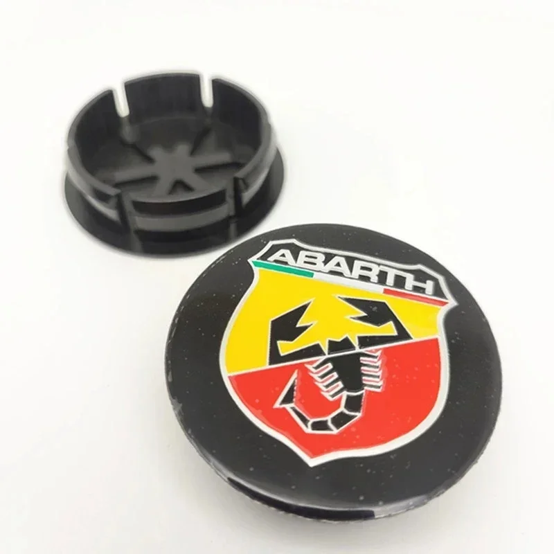4 Autocollants Cache-moyeux Pour Abarth 500 500L 500X Bravo - Diamètre 50mm, Logo Abarth, Noir Et Rouge - 6