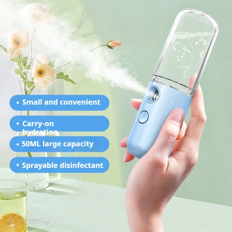 50ml Auto Home Office Portable Rechargeable Small Wireless Facial Sprayer Mini Humidifier Car Air Moisturizer Car Supplies