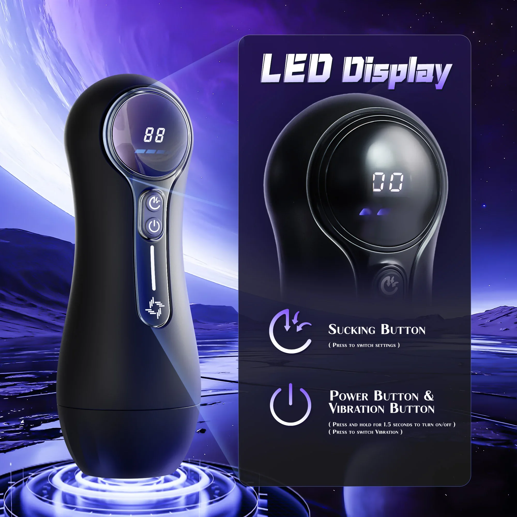 KUSHOR Automatic Male Sucking Masturbator LCD Display Masturbation Cup With 9 Vibrating Mode Pocket Pussy Adult Sex Toys for Man