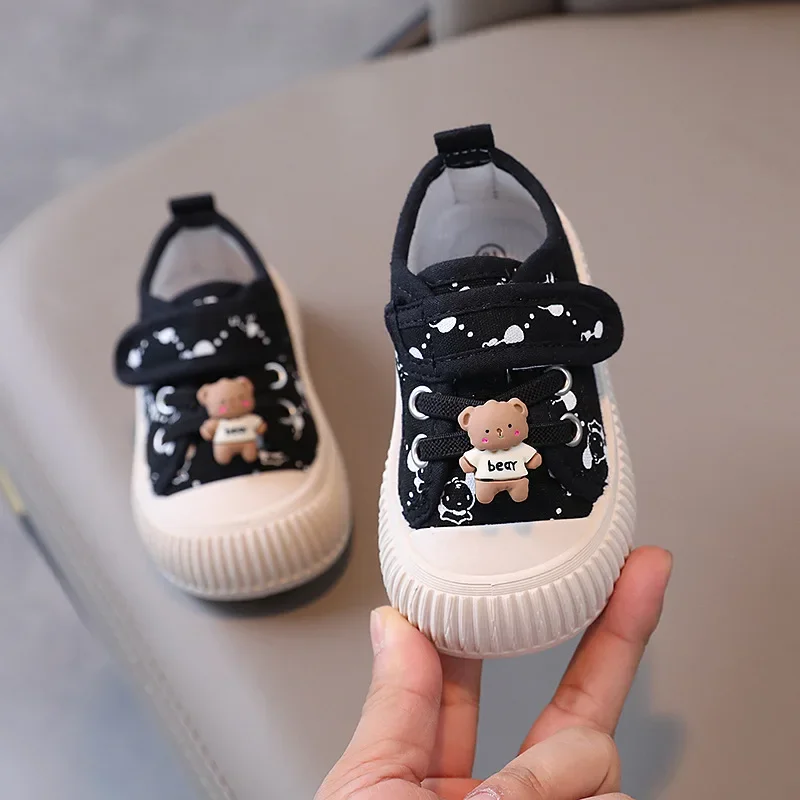 thumbnail image 1 of Zapatos de lona transpirables para niños, fondo sólido suave para niños y niñas, zapatos para caminar estacionales para niños pequeños, primavera y otoño, 1 of 4