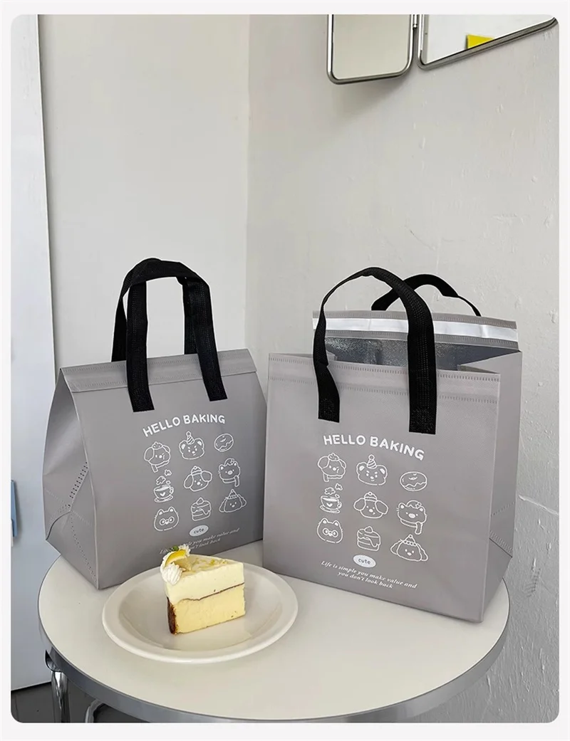 10pcs Grey/Silver Non-Woven Insulated Tote Bags – Portable Reusable Fabric Pouches for ... - SKU NITB1838 - UGI Packaging