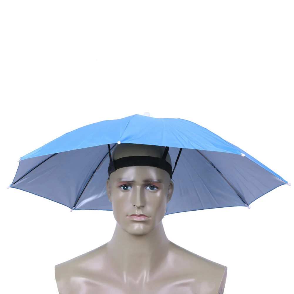 Head Umbrella Hat with Elastic Band Anti-Rain Headwear Brolly Cap Waterproof Sunscreen Hat Umbrella Universal for Camping Hiking