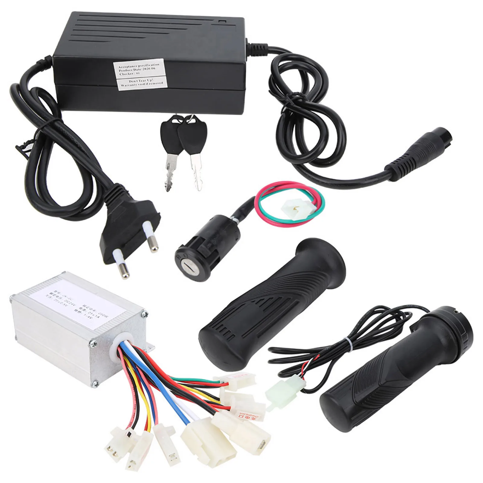 24V 250W 전기 자전거 스쿠터 모터 컨트롤러 키트 전기 잠금 장치 충전기