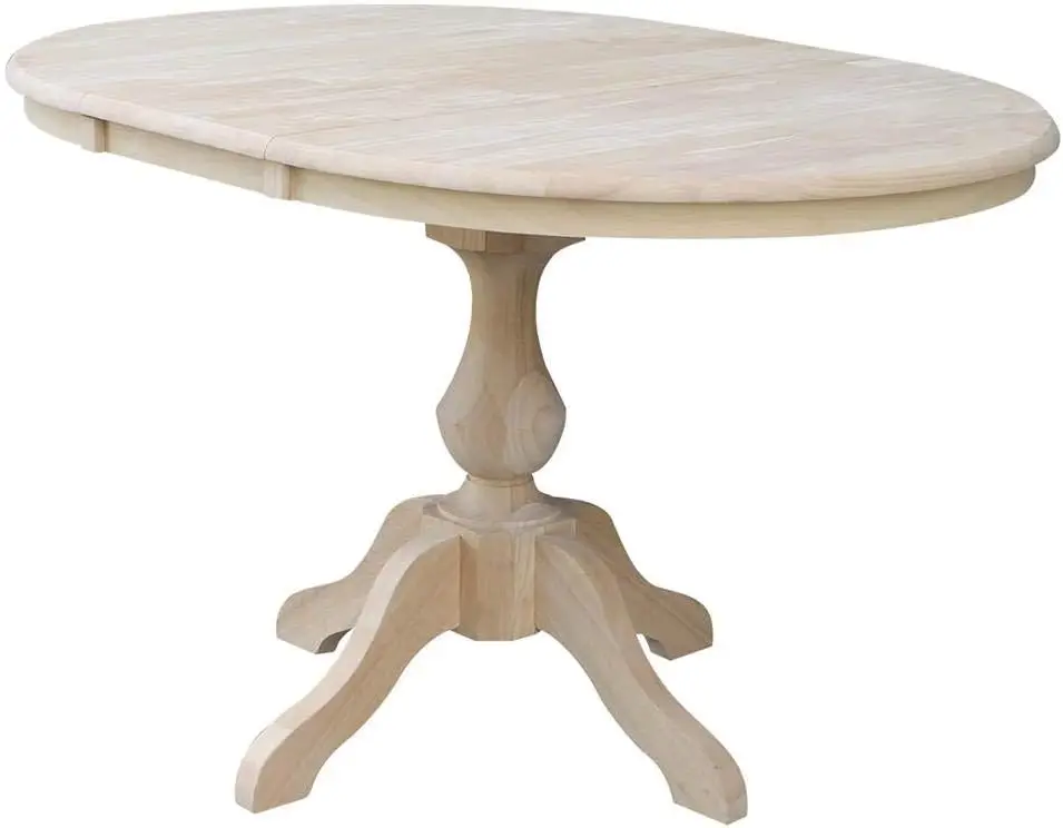 

International Concepts 36" Round Top Pedestal Table with 12" Leaf-28.9" H-Dining Height, Unfinished