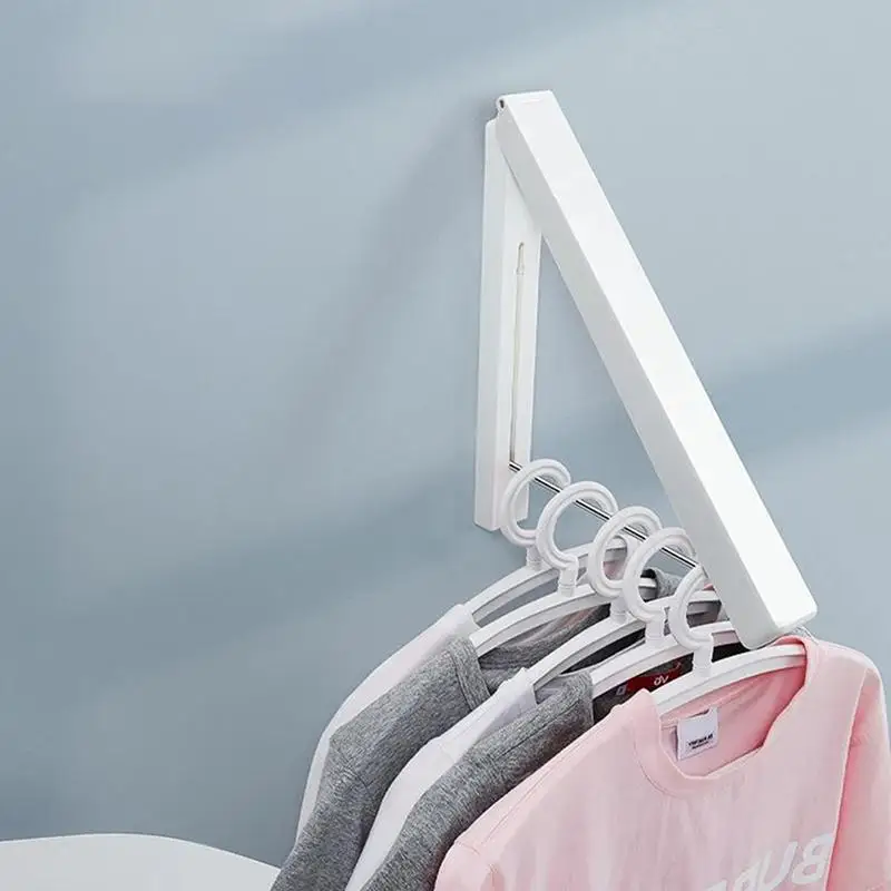 Folding Clothes Hanger Space Saving Clothes Rack Invisible Clothes Storage Hanging Rack For Laundry Room Bathroom