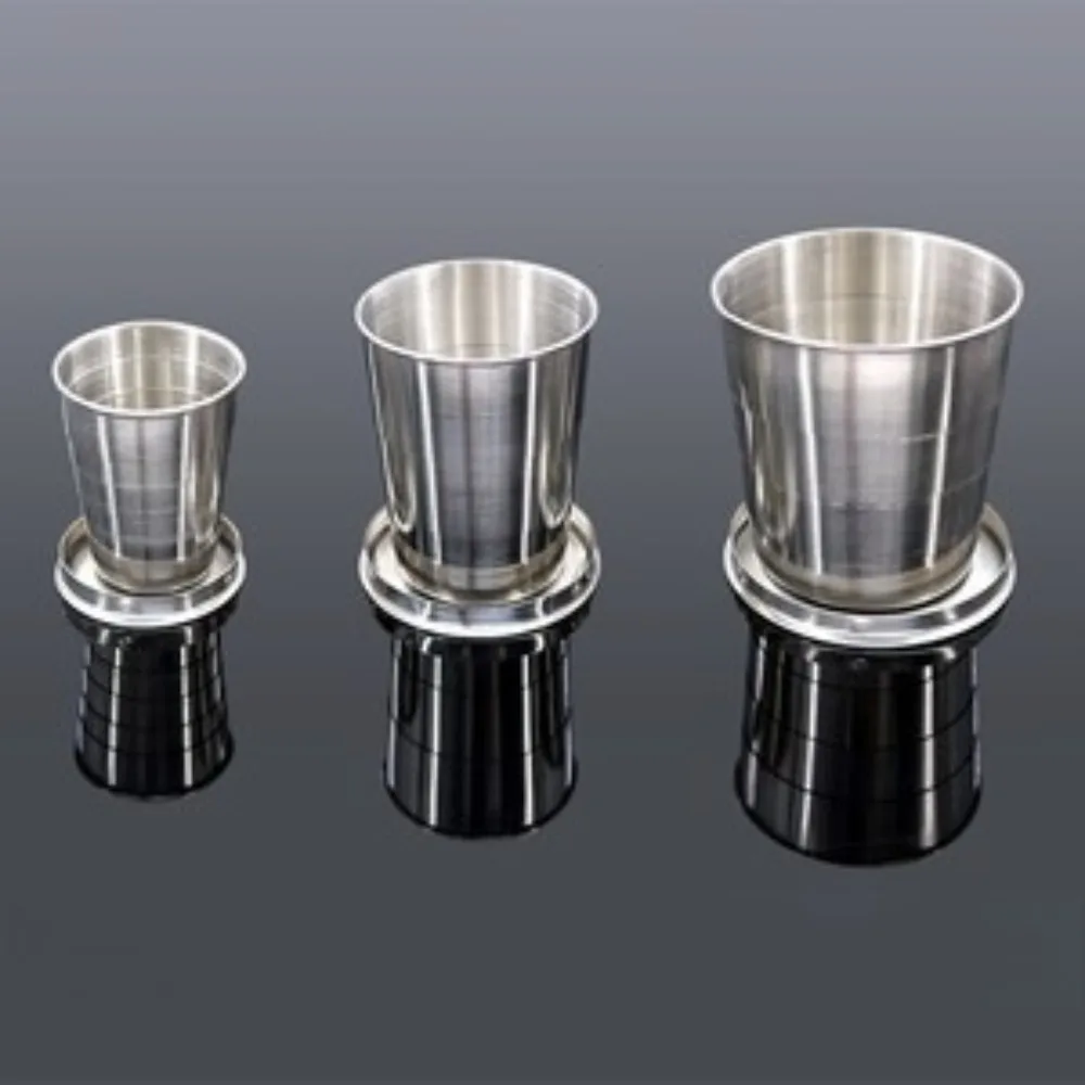 Stainless Steel Folding Cup 250ML Camping Squeeze Cup with Keychain Retractable Outdoor Travel Easy To Carry Metal Water folding cup