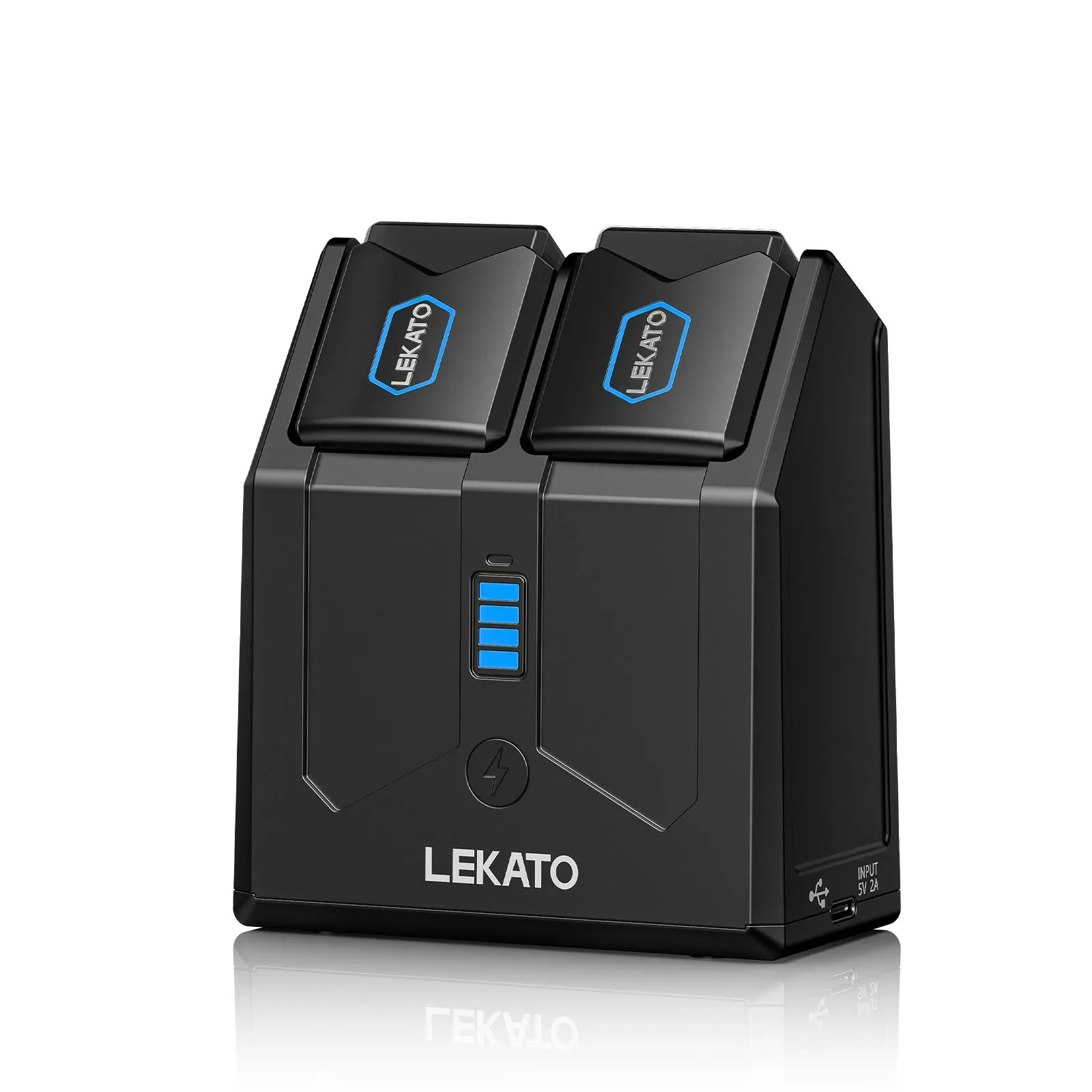 새로운 기타/베이스 Lekato 5.8Ghz 무선 기타 시스템(충전 케이스 포함) - 4채널 충전식 송신기 및 수신기