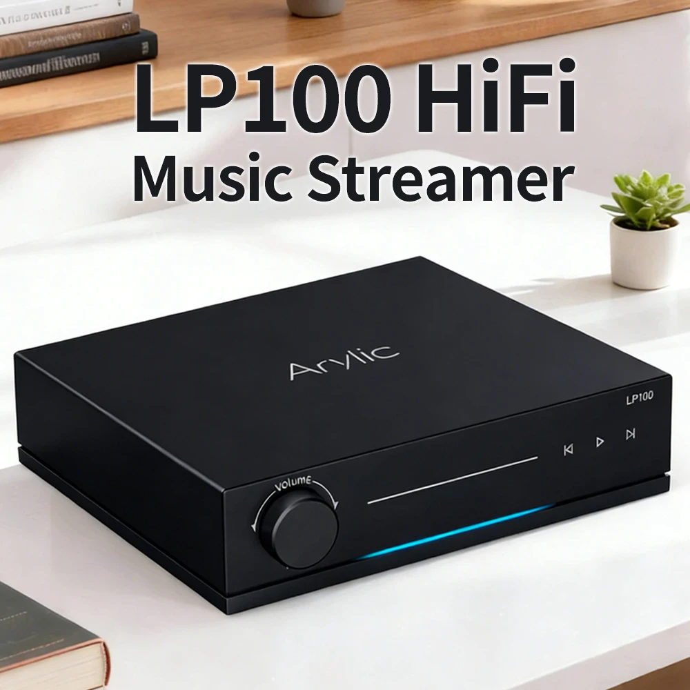 아릴릭 LP100 무선 뮤직 스트리머, WiFi 블루투스 5.4 에어플레이 2 구글 캐스트 스포티파이 타이달 루움 HDMI eARC DAC-WiiM 호환