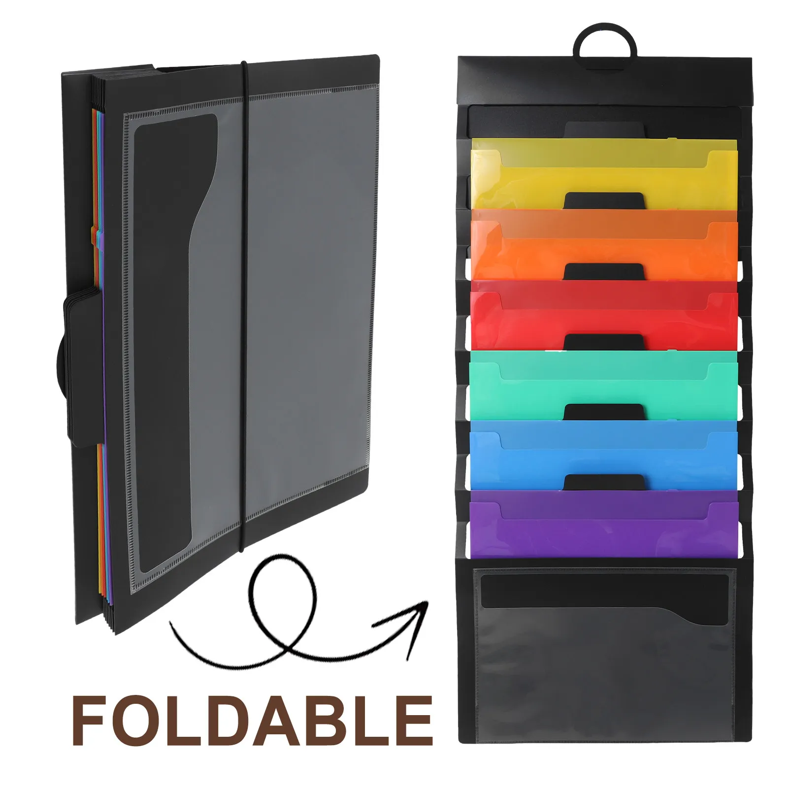 6칸 휴대용 파일 폴더 다층 아코디언 정리함 (문서, 서류, 우편물 보관용) 사무실, 교실, 가정, 벽걸이형