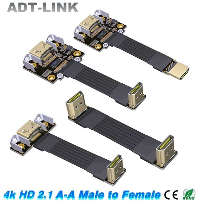 ADT New 24P HD 2.1 Type A-A Male to Female Flat Thin Video Extension Cable Aerial FPV PTZ HD-V2.1 V2.0 Flexible Ribbon FFC Cable