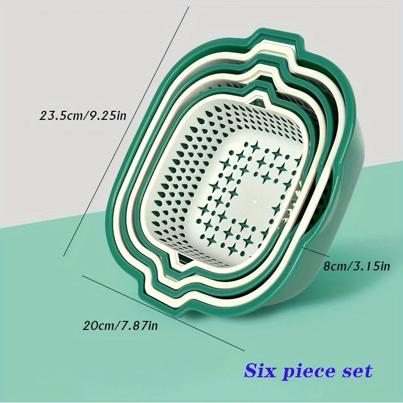 6pcs/set Multifunctional Plastic Drain Basket Kitchen Washing Basket, Double Layered Stackable Colander