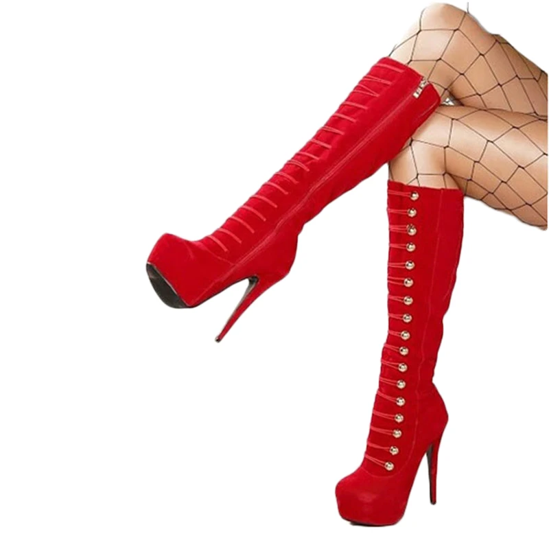 

SHOFOO shoes,Fashion women's boots. The heel height is about 15 cm. Knee length women's boots. Platform boots Fashion show shoes