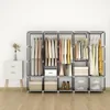 Portable Closet Wardrobe, Clothes Storage Rack Organizer with Cover, Side Pockets, 5 Clothes Hanging Rods 3