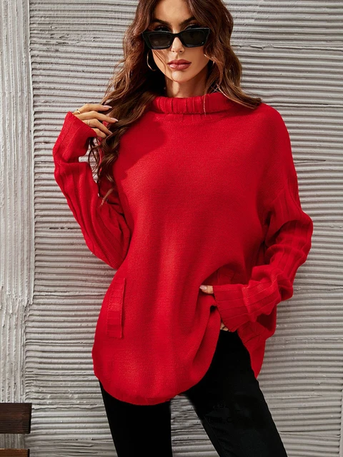 Jersey de punto grueso mujer rojo ❤️, Ropa sostenible AW23