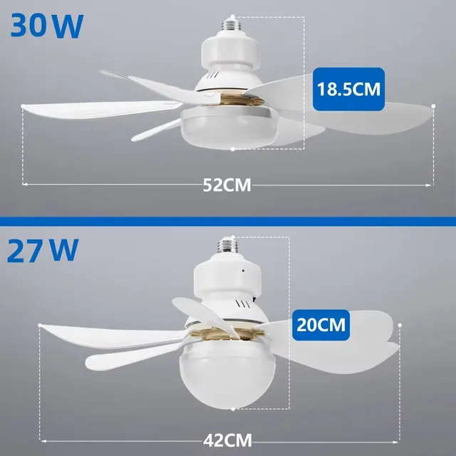 LED 30W Ceiling Fan Light E27 with Remote Control for Dimming, Suitable for Living Room, Study, Household Use, 85-265V 6 LED 30W Ceiling Fan Light E27 with Remote Control for Dimming, Suitable for Living Room, Study, Household Use, 85-265V 6