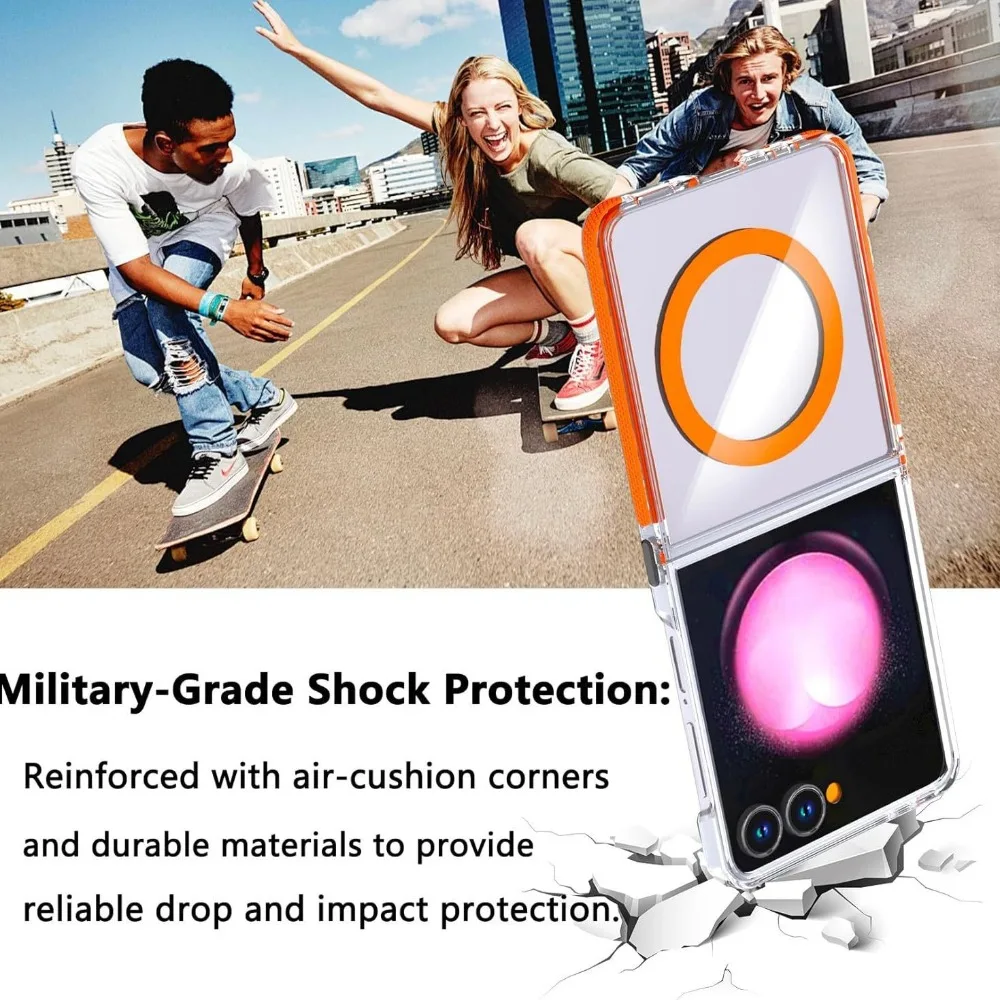 Luxury Transparent PC Case with MagSafe Wireless Charging and Hinge Protection - Shockproof Design