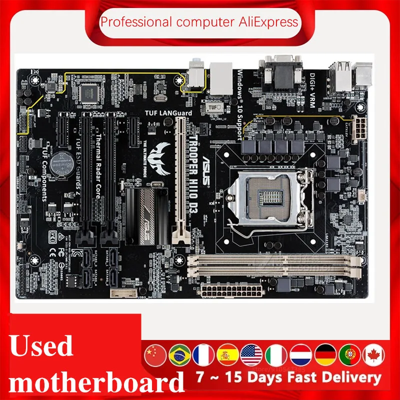 For Asus Trooper H110 D3 Original Used Desktop Intel H110 H110m Ddr3