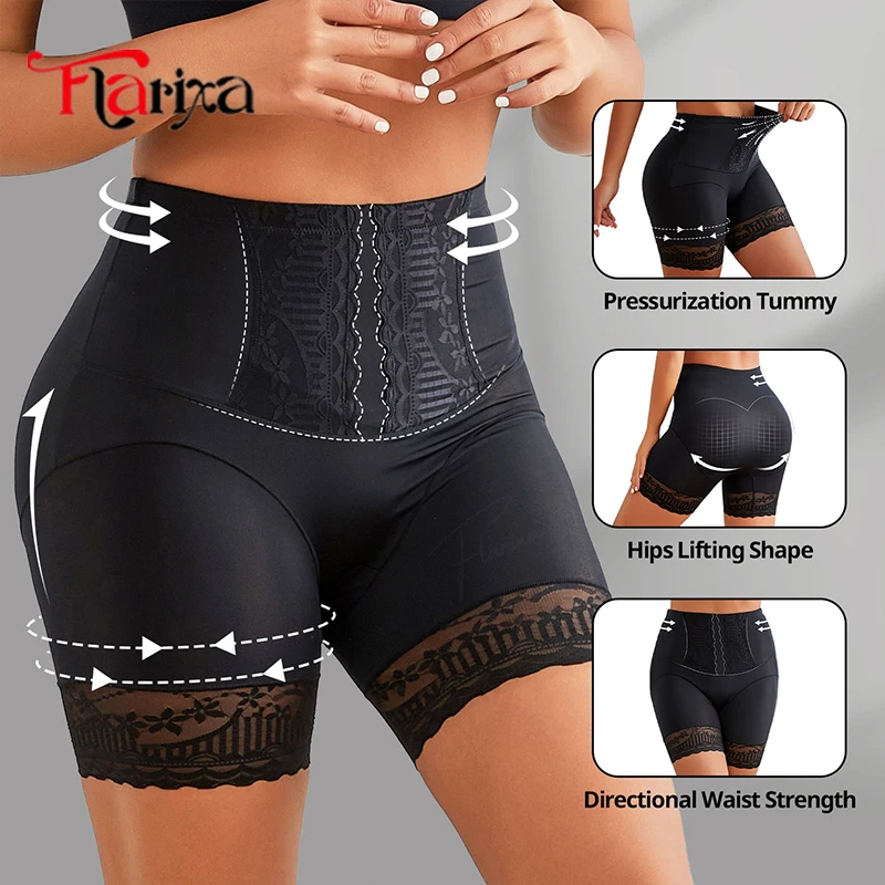 Flarixa Lace Safety Shorts High Waist Shaper Panties Belly Compression for Woman Boxers Thighs Shapewear Shorts Anti Chafing safety shorts high waist shorts high waist panties lace panties high waist underwear
